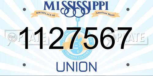 1127567 Mississippi License Plate
