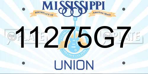 11275G7 Mississippi License Plate