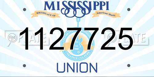 1127725 Mississippi License Plate