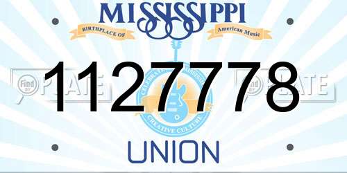 1127778 Mississippi License Plate