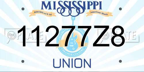 11277Z8 Mississippi License Plate