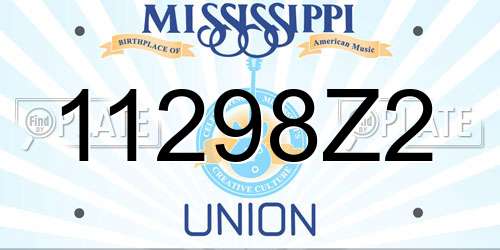 11298Z2 Mississippi License Plate