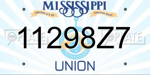 11298Z7 Mississippi License Plate