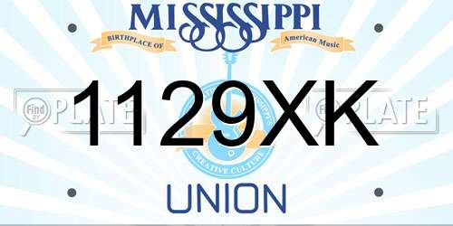 1129XK Mississippi License Plate