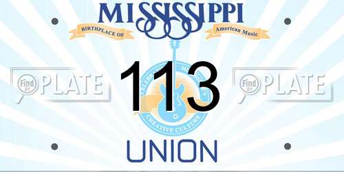 113 Mississippi License Plate