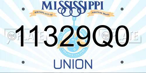 11329Q0 Mississippi License Plate
