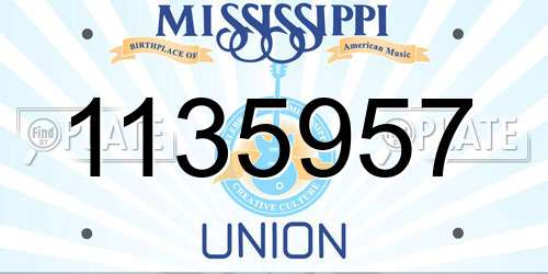 1135957 Mississippi License Plate