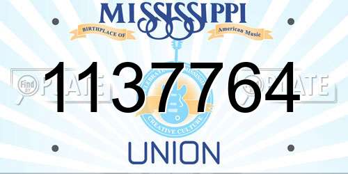 1137764 Mississippi License Plate