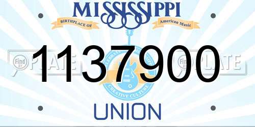1137900 Mississippi License Plate