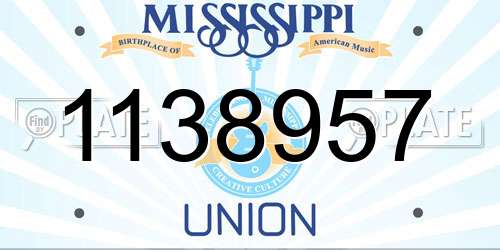 1138957 Mississippi License Plate