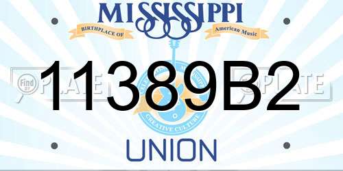 11389B2 Mississippi License Plate