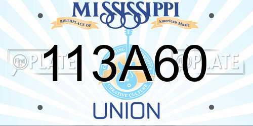 113A60 Mississippi License Plate
