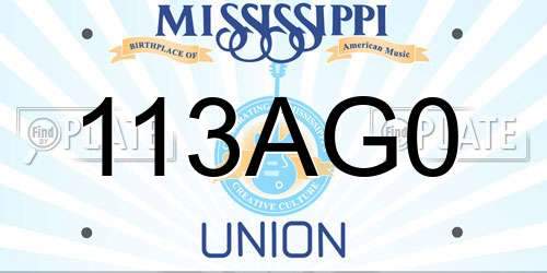 113AG0 Mississippi License Plate