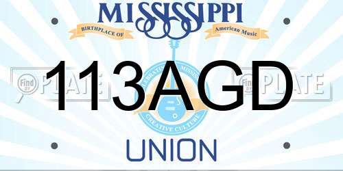 113AGD Mississippi License Plate