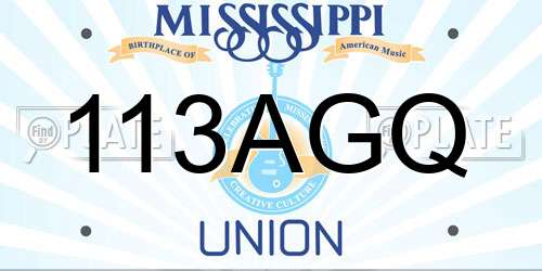 113AGQ Mississippi License Plate