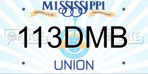 113DMB Mississippi License Plate