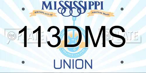 113DMS Mississippi License Plate