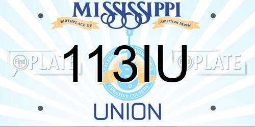113IU Mississippi License Plate