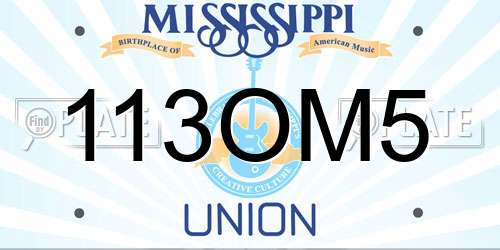 113OM5 Mississippi License Plate