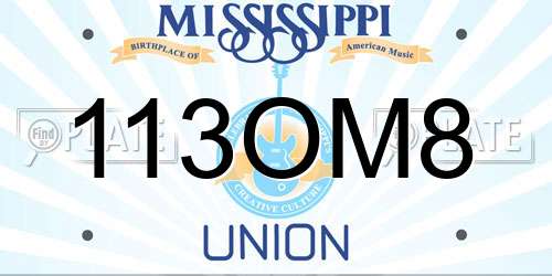 113OM8 Mississippi License Plate