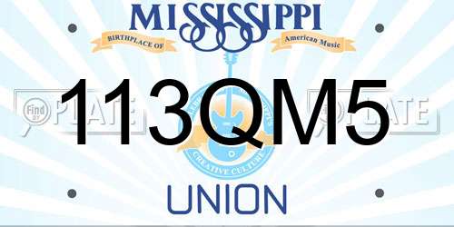 113QM5 Mississippi License Plate