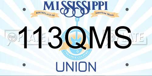 113QMS Mississippi License Plate