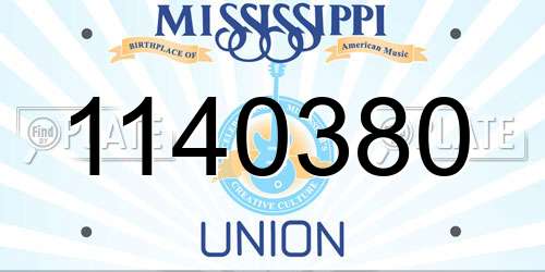 1140380 Mississippi License Plate