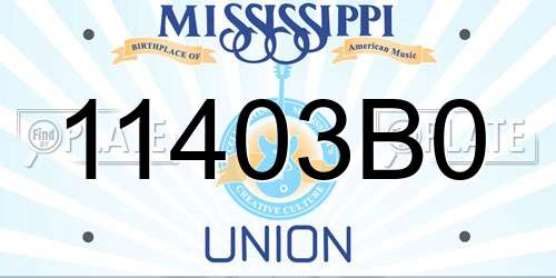 11403B0 Mississippi License Plate
