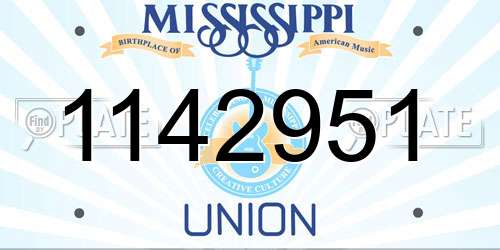1142951 Mississippi License Plate