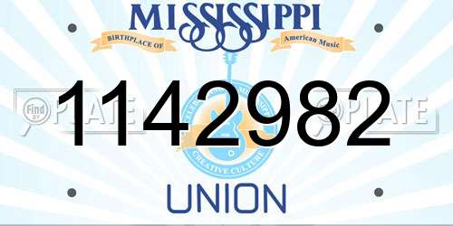 1142982 Mississippi License Plate