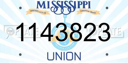 1143823 Mississippi License Plate