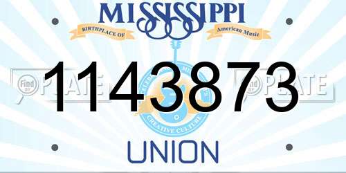 1143873 Mississippi License Plate