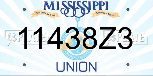 11438Z3 Mississippi License Plate