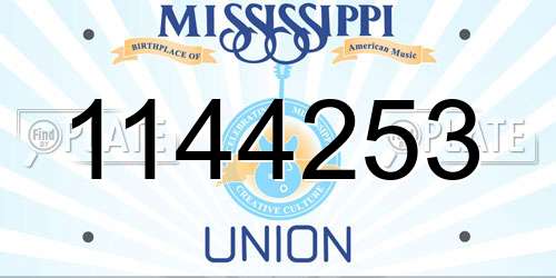 1144253 Mississippi License Plate