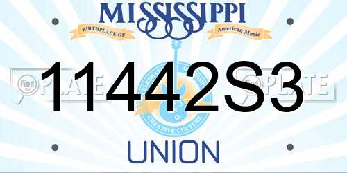 11442S3 Mississippi License Plate