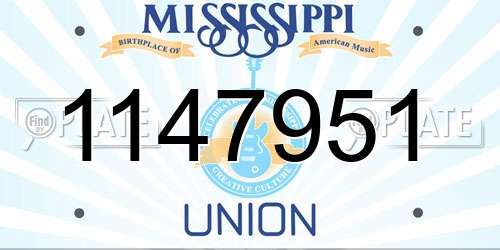 1147951 Mississippi License Plate