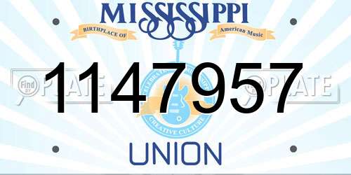1147957 Mississippi License Plate