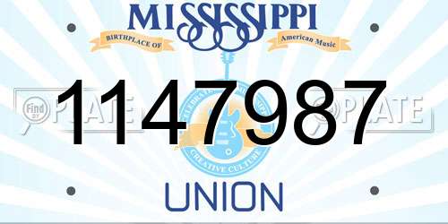 1147987 Mississippi License Plate
