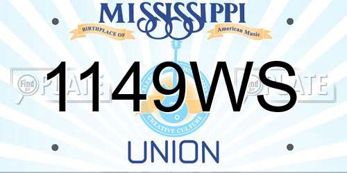 1149WS Mississippi License Plate