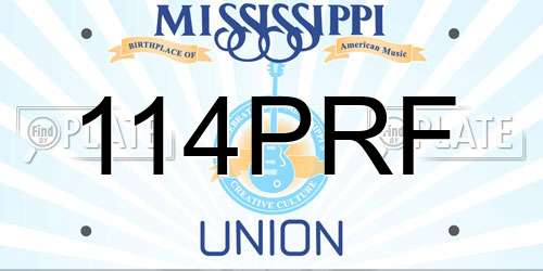 114PRF Mississippi License Plate