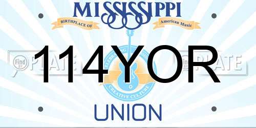 114YOR Mississippi License Plate
