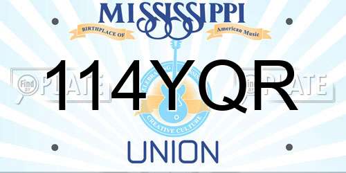 114YQR Mississippi License Plate