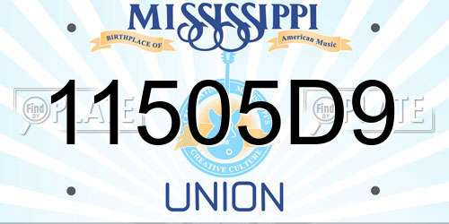 11505D9 Mississippi License Plate