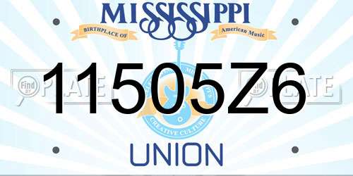 11505Z6 Mississippi License Plate
