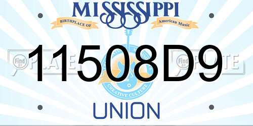 11508D9 Mississippi License Plate