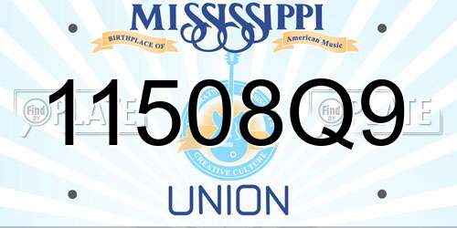 11508Q9 Mississippi License Plate