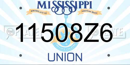 11508Z6 Mississippi License Plate