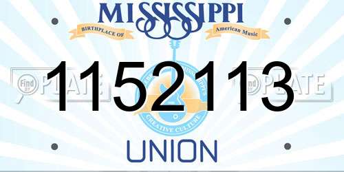 1152113 Mississippi License Plate
