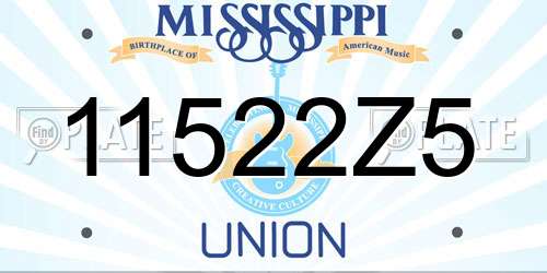 11522Z5 Mississippi License Plate