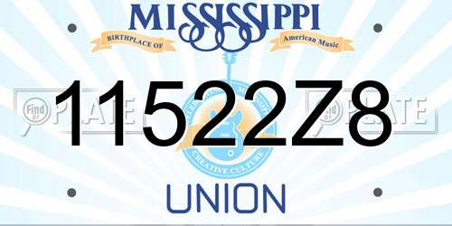 11522Z8 Mississippi License Plate